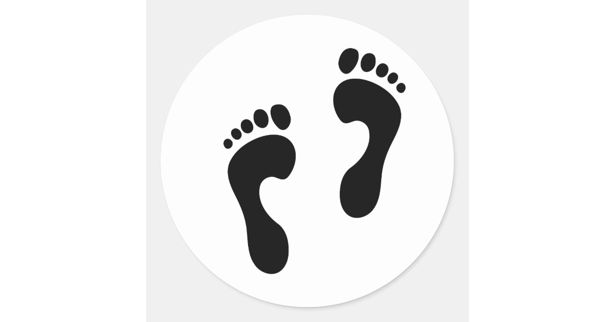 footprints 2 classic round sticker Zazzle