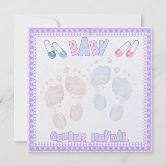 Footprints Baby Gender Reveal Party Invitation (Front)
