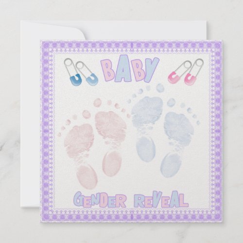 Footprints Baby Gender Reveal Party Invitation