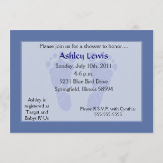 Footprints Baby Shower - Blue Invitation