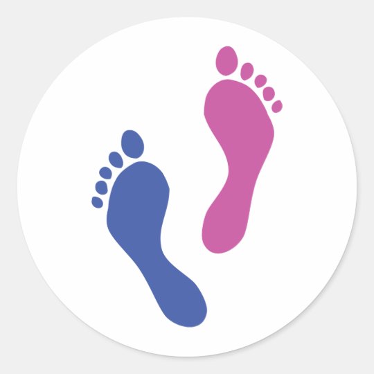footprints colored classic round sticker