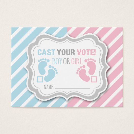 Footprints Gender Reveal Voting Card (Front)