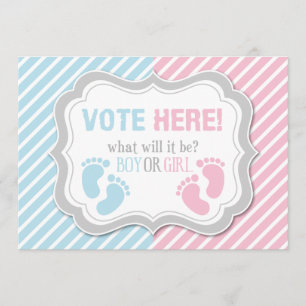 Footprints Gender Reveal Voting Table Sign Invitation