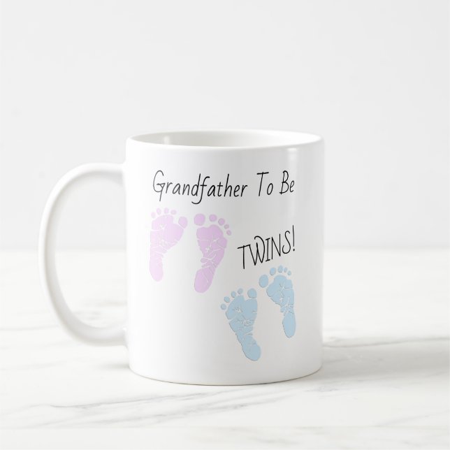 Footprints Grandfaother To Be Twins Announcement Coffee Mug (Left)