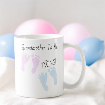 Footprints Grandmother To Be Twins Announcement Coffee Mug by PaPr_Emporium at Zazzle