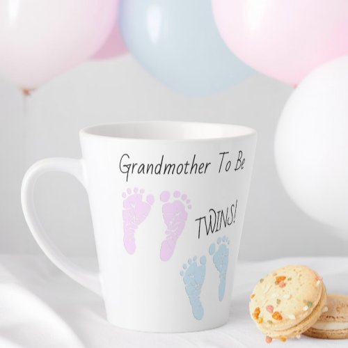 Footprints Grandmother To Be Twins Announcement Latte Mug