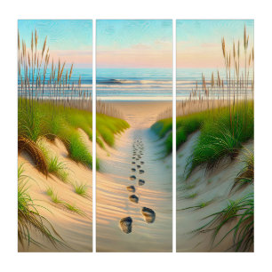 Footprints In Beach Sand Triptych