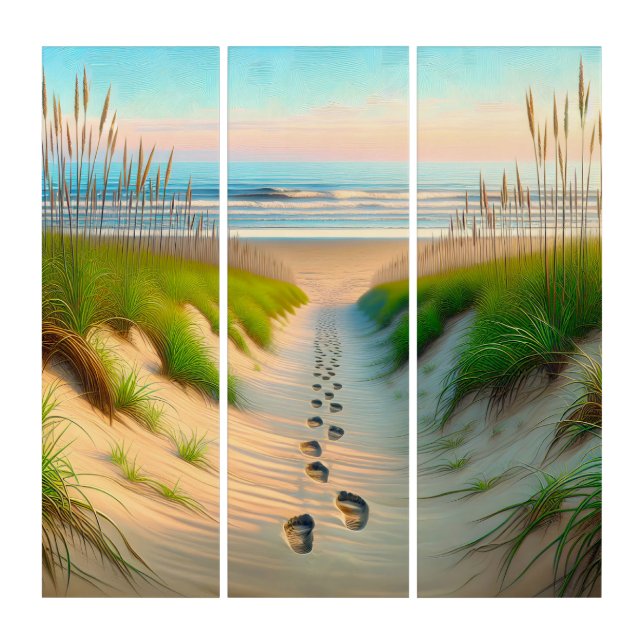 Footprints In Beach Sand Triptych (Front)
