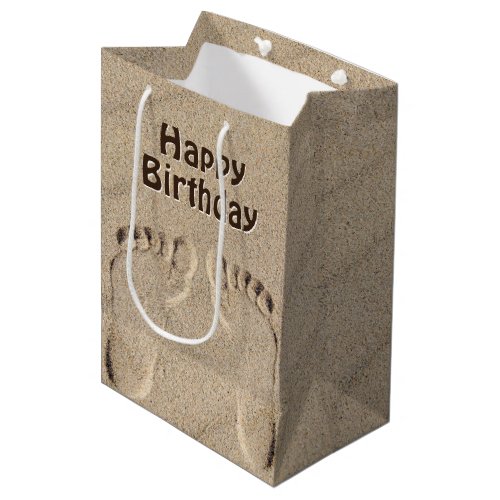 Footprints In Sand Birthday Medium Gift Bag