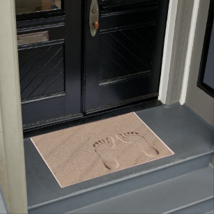Footprint & Letter Graphic Outdoor Waterproof Door Mat