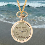 Footprints in Sand Kiss His and Her Names Watch<br><div class="desc">Two footprints in the sand align as in a kiss on this photographic watch. Customize with your names for a truly unique and romantic treasure for a birthday or anniversary gift. She'll love it and it's also available as a pocket watch for Him or chose a wrist watch style for...</div>