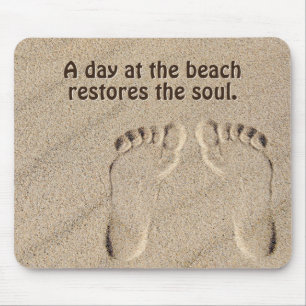 Footprints In Sand With Beach Quote Mouse Pad