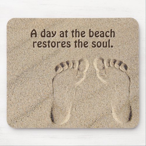 Footprints In Sand With Beach Quote  Mouse Pad