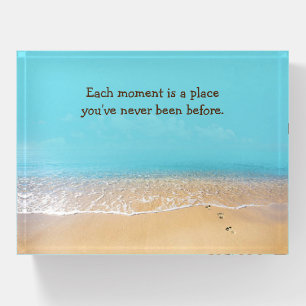 Footprints In Sand With Beach Quote Paperweight