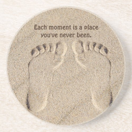 Footprints In Sand With Quote Coaster