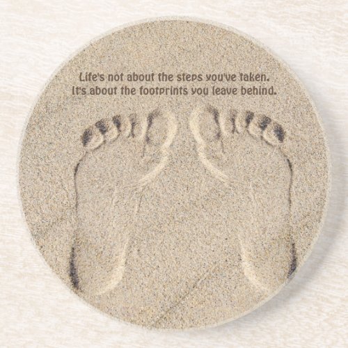 Footprints In Sand With Quote Coaster