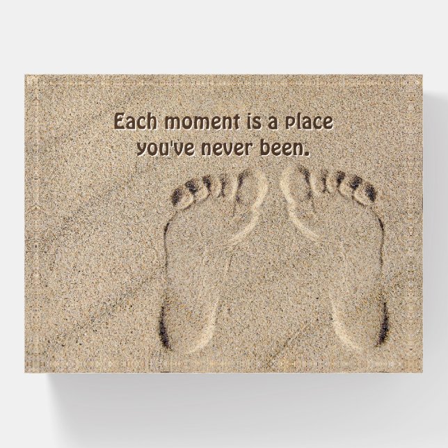 Footprints In Sand With Quote Paperweight (Front)