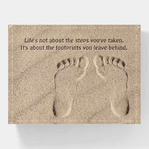 Footprints In Sand With Quote Paperweight