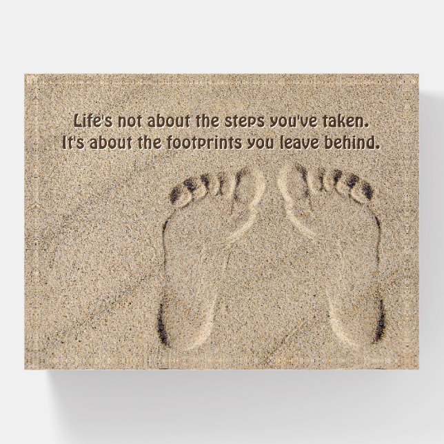 Footprints In Sand With Quote Paperweight (Front)