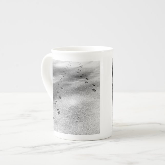 Footprints in Snow Bone China Mug (Front Left)