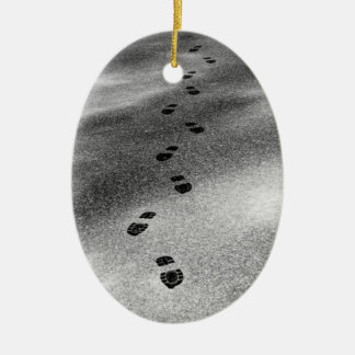 Footprints in Snow Ceramic Ornament