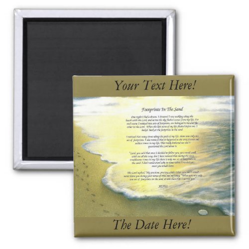 Footprints In The Sand 2 Inch Square Magnet