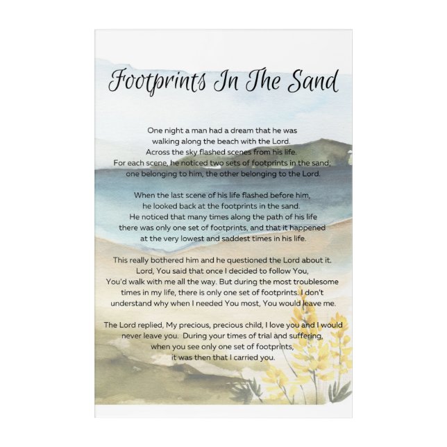 Footprints in the sand acrylic print (Front)