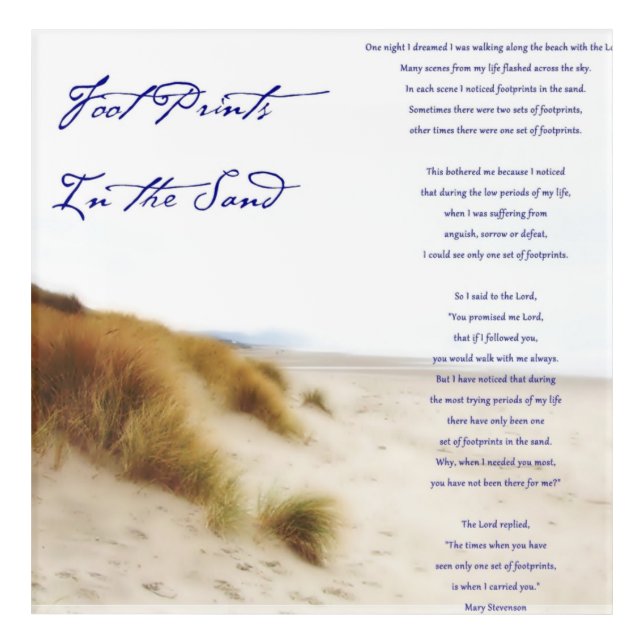 footprints in the sand acrylic print (Front)