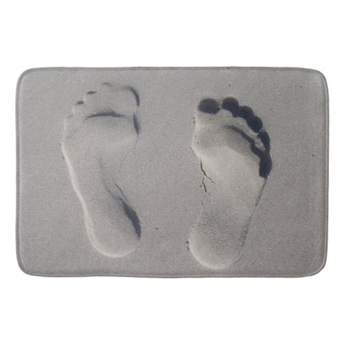 Footprints in the sand bathroom mat