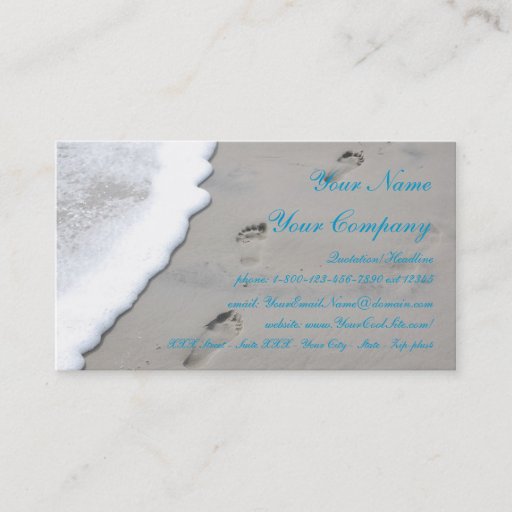 Customizable Footprints in the Sand - business card template