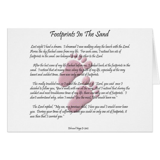 Footprints In The Sand Cards (Front Horizontal)