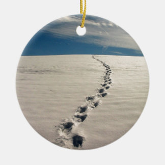 Footprints in the sand ceramic ornament