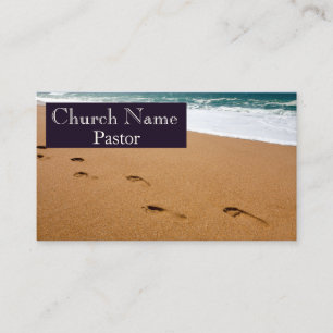 Footprints in the sand Church Pastor Business Card