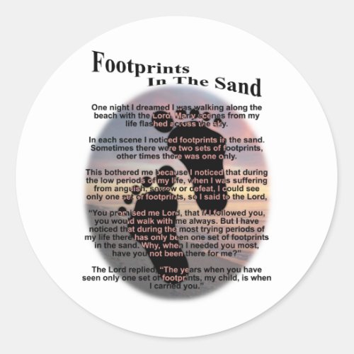 Footprints in the Sand Classic Round Sticker