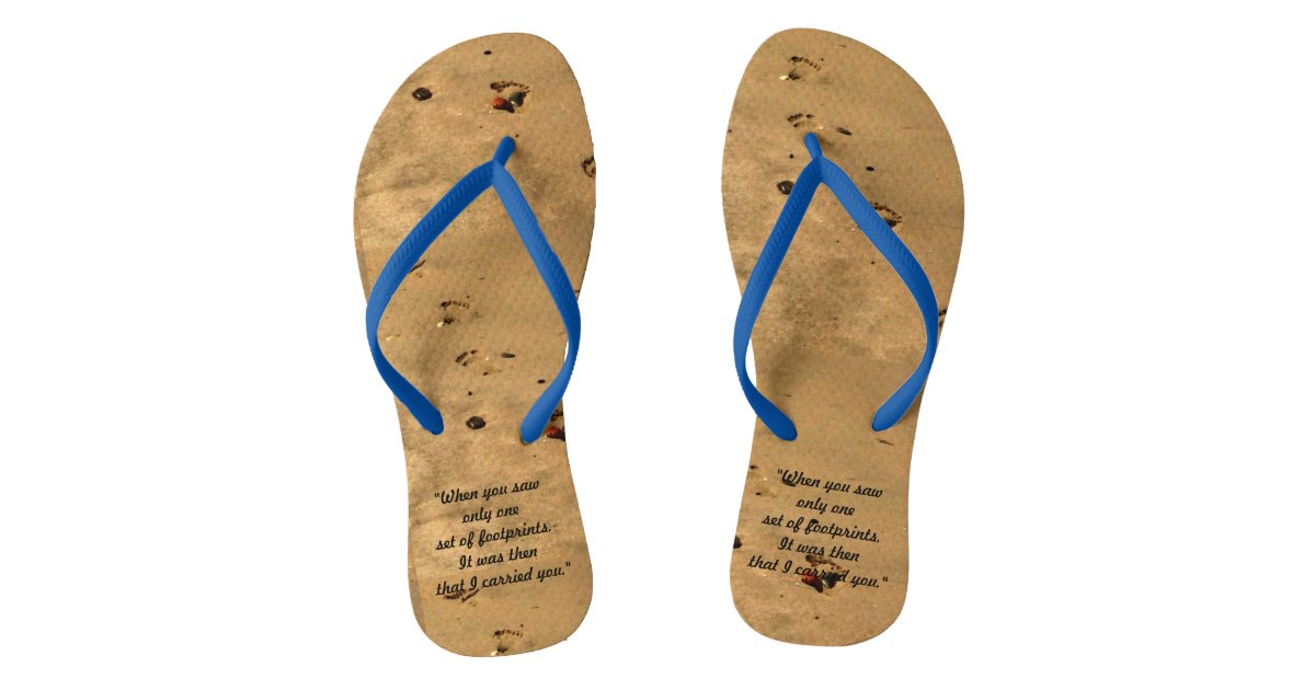 Footprints in the Sand Flip Flops | Zazzle