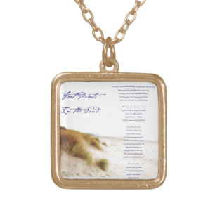 footprints in the sand gold plated necklace
