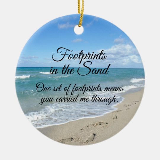 Footprints in the Sand Inspirational Christian Ceramic Ornament