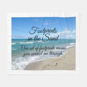 Footprints in the Sand Inspirational Christian Fleece Blanket