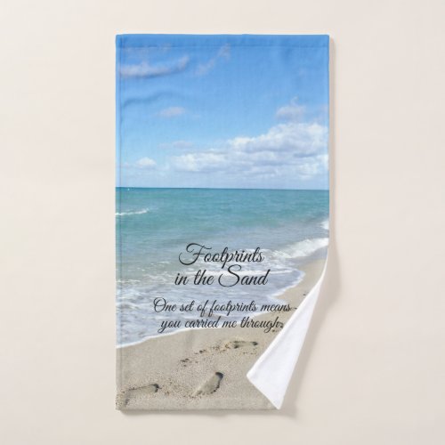 Footprints in the Sand Inspirational Christian Hand Towel