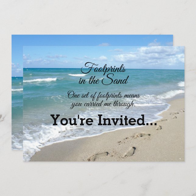 Footprints in the Sand Inspirational Christian Invitation (Front/Back)