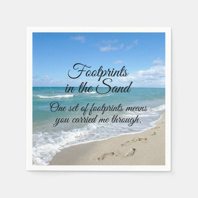 Footprints in the Sand Inspirational Christian Napkins (Front)