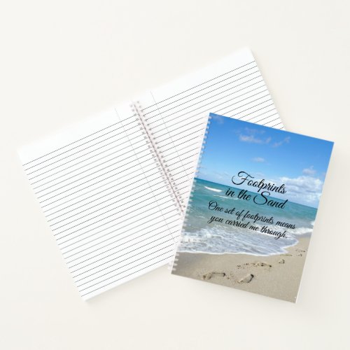 Footprints in the Sand Inspirational Christian Notebook