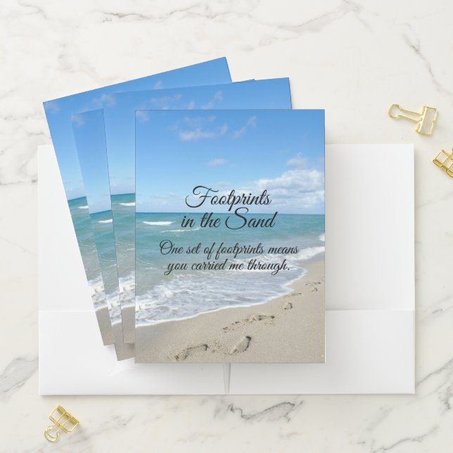 Footprints in the Sand Inspirational Christian Pocket Folder (In Situ)