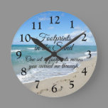 Footprints in the Sand Inspirational Christian Round Clock