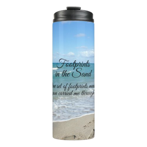 Footprints in the Sand Inspirational Christian Thermal Tumbler