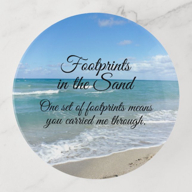 Footprints in the Sand Inspirational Christian Trinket Tray (Front)