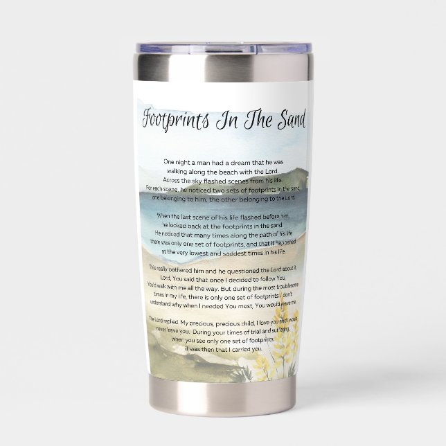 Footprints in the Sand Inspirational  Insulated Tumbler (Front)