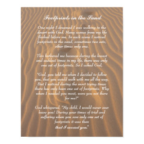 Footprints in the Sand Inspirational Poem Poster