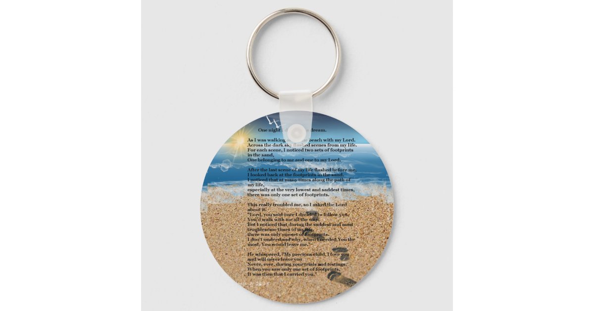 Footprints in the Sand Keychain Zazzle