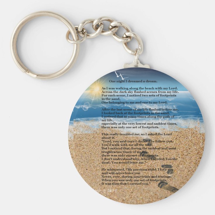 Footprints in the Sand Keychain Zazzle